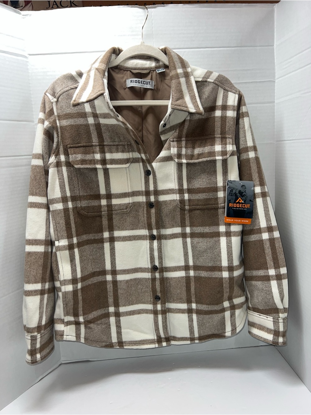 Ridgecut Brown & Cream Plaid Utility Jacket - Women's